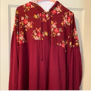 Watermelon red floral hoodie